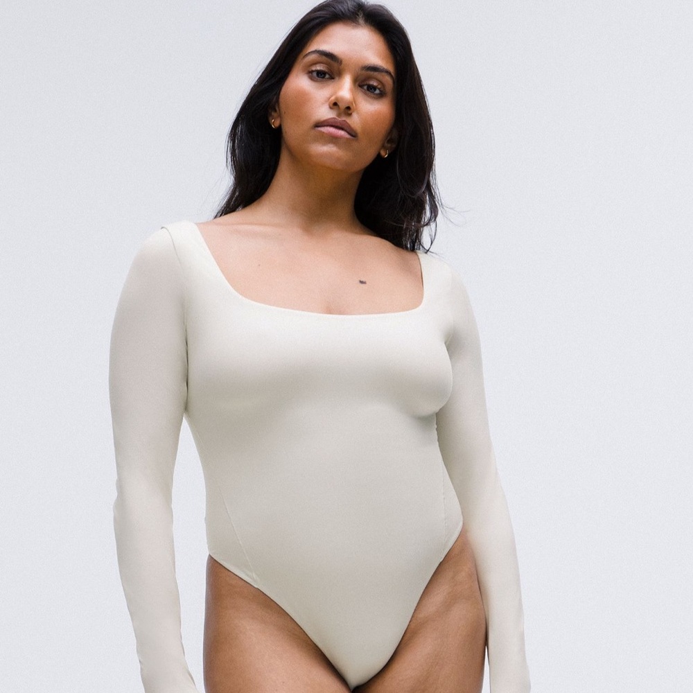 Lululemon Wundermost Nulu Square-Neck Bodysuit Long Sleeve Bone S NWOT